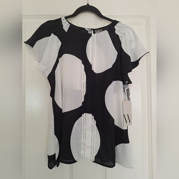Worthington Black White Bluse Size PM - Picture 1 of 7